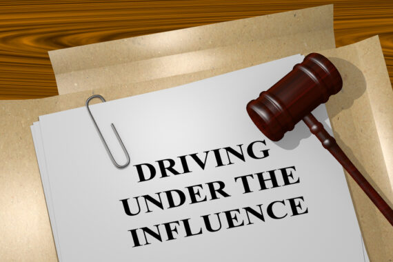 document that says driving under the influence with gavel next to it